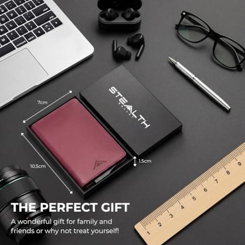 Stealth Wallet - Burgundy Slim RFID Blocking Metal Card Holder for Men — view 6