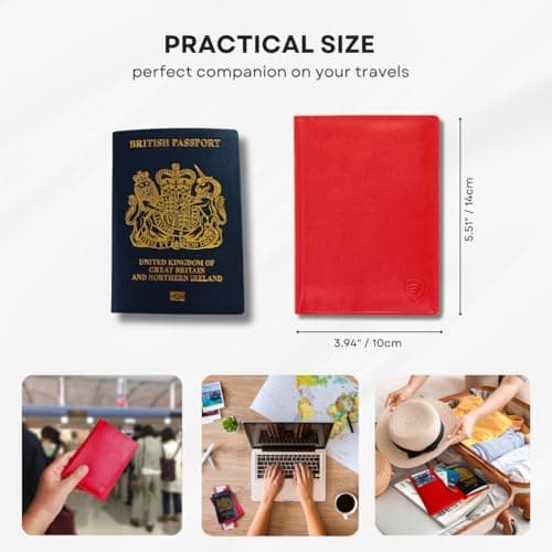 KORUMA RFID Passport Holder Travel Wallet – Water-Resistant Travel Document Organiser for Men & Women, Slim Passport Wallet for Boarding Pass, Tickets, Cards, Cash & Holiday Essentials, Red — view 5