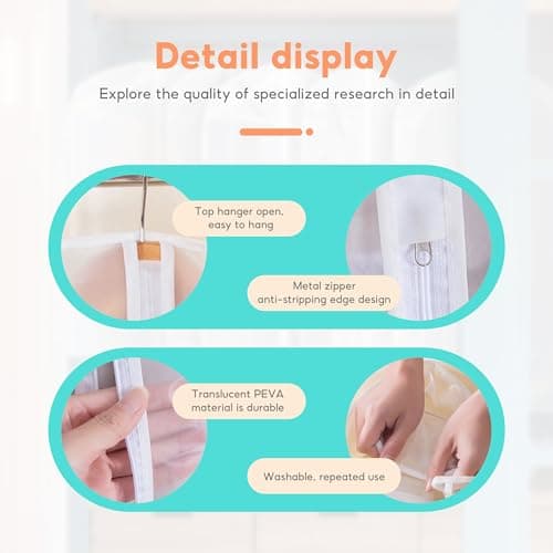 10 Pack Garment Dress Bags Covers with Zip (5Pcs 60*100CM + 5Pcs 60*120CM) — view 4