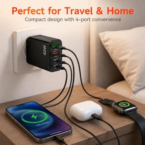 Hyleon European USB Charger Plug, Fast Charge Adapter with Type C and USB A — view 6