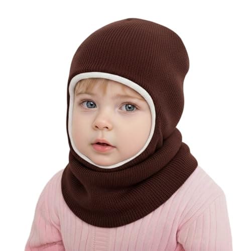 DRESHOW Kids Winter Warm Hat Scarf Baby Earflap Beanies Fleece Lined Knit Hood Toddler Hat Windproof Balaclava Kids 1-6 Years