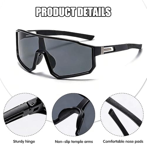 SKIKHN Cycling Glasses, 6 Pack Polarized Sports Sunglasses, Windproof Cycling Sunglasses for Men Women, UV400 Protection Ski Goggles for Outdoor Bicycle Motorbike Driving Fishing — view 3