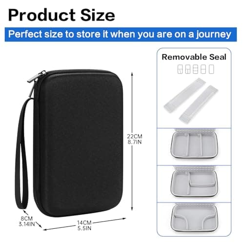 Teskyer Hardshell Cable Organiser Bag, 22 x 14 x 6.5 cm, Black — view 6