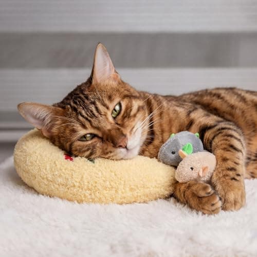 Sliner 6 Pack Cat Pillow and Mouse Toy Set, Calming U Shaped Pet Neck Pillows, 8'' Soft Fluffy Chin Rest Sleeping Bed for Small Dogs, Joint Relief Cervical Support, Indoor Outdoor Use — view 5