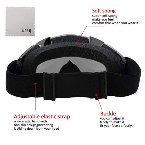 4-FQ Motorcycle Goggles Dirt Bike ATV Goggles(Black frame+Clear lens) — view 4