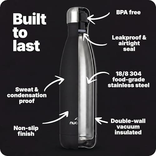 Nuactiv Stainless Steel Water Bottle 500ml Vacuum Insulated Metal Flask — view 3