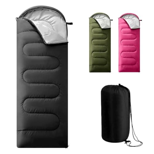 Sleeping Bag for Camping, 3 Seasons Sleeping Bags for Adults Backpacking Waterproof, Small Packed Compact Carry Bag, Soft,Thick and Warm for Outdoor Camping,Travel,Hiking (Black-Warm Weather 15-25°C)