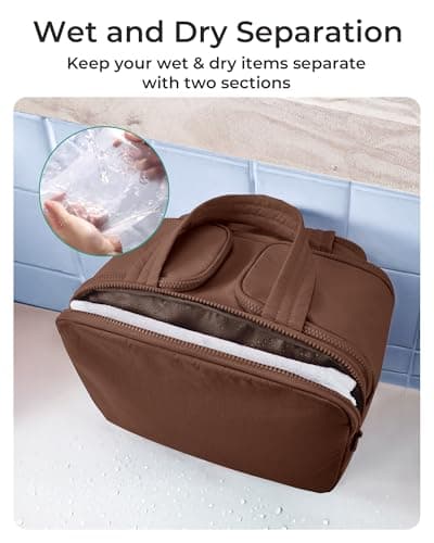 BAGSMART Large Travel Toiletry Makeup Bag, Upright Storage, Brush Pocket — view 4