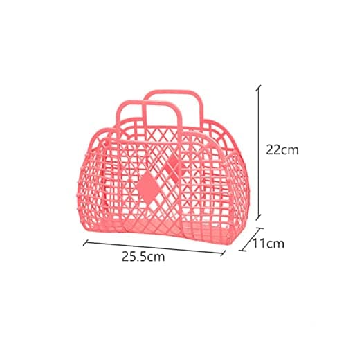 Beach Tote Bag, Women’s Plastic Tote Bag with Handle Foldable Reusable Shopping Handbags Basket Hollow Storage Basket for Halloween Xmas (250x110x220mm/9.84x4.33x8.66in) — view 4