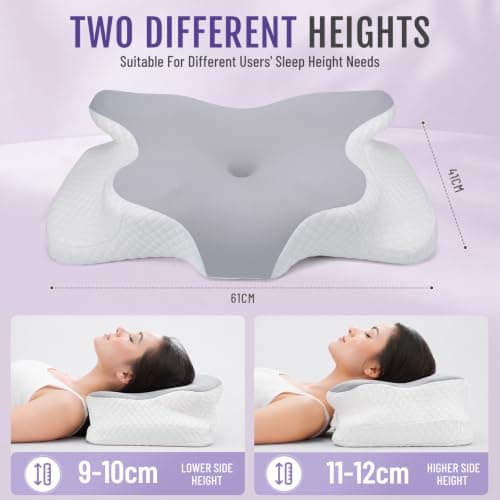 Nuvellina Memory Foam Pillow, Orthopaedic Neck Support Pillow, Cooling Pillow, Ergonomic for Side Sleepers, Optimal Comfort for Neck and Shoulder Pain,Mist Gray — view 3