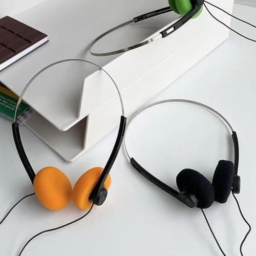 2 Pcs Black Retro On Ear Headphones, Lightweight Portable Headphone with Adjustable Headband, Wired Stereo Headphones, Over-Ear — view 3