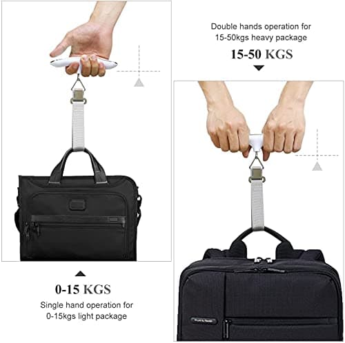 QUMOX Portable Luggage Scale Travel Scale Hanging Suitcase Scales Weights with Tare Function 110lb 50KG Capacity, Silver — view 2