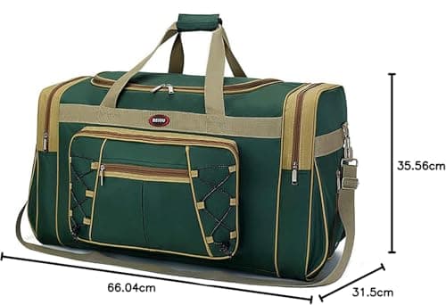 Travel Duffle Bags for Men Weekender Over Night Carry On Bag Lightweight Extra Large Oxford Duffel Gym Sturdy Luggage Water-Proof for Men & Women 26" (Blue Gold), Red Gold, XL (Green & Golden) — view 3