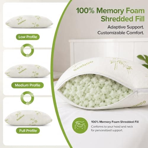 LSC Bamboo Memory Foam Pillow Neck Shoulder Support Hypoallergenic — view 4