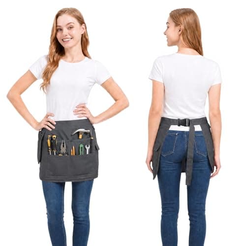 Molaxhome Waist Tool Apron with Multi-Pocket Adjustable Belt for Gardening