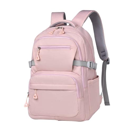 Backpack Womens - Lightweight School Bag for Teen Boy Girls Causal Travel Rucksack High Middle Backpacks Daypack for Women Men Ladies College Work, fit 14 inch Laptop Pink