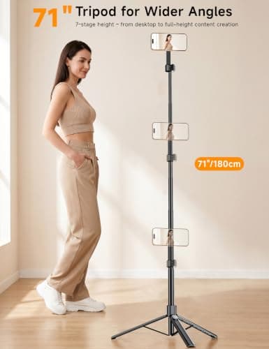 ANXRE 71" Magnetic Phone Tripod with Universal Clamp,N Mag3 Selfie Stick — view 4