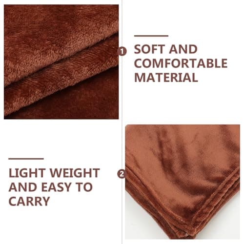 GATHINESS Warm Coral Fleece Throw Blanket for Travel and Shawl Use Coffee — view 3