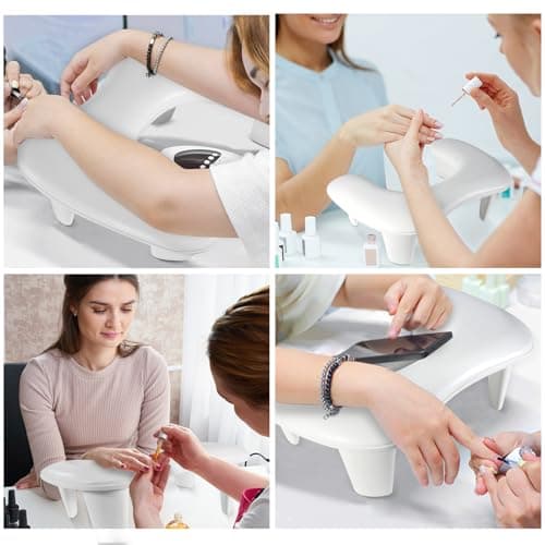 BREEZENEST Nail Arm Rest Manicure Hand Pillow, U-Shaped Nail Arm Rest Cushion with Non-Slip Base for Nail Art, Nail Salon Hand Rest Support Cushion Fixed Height (White) — view 4