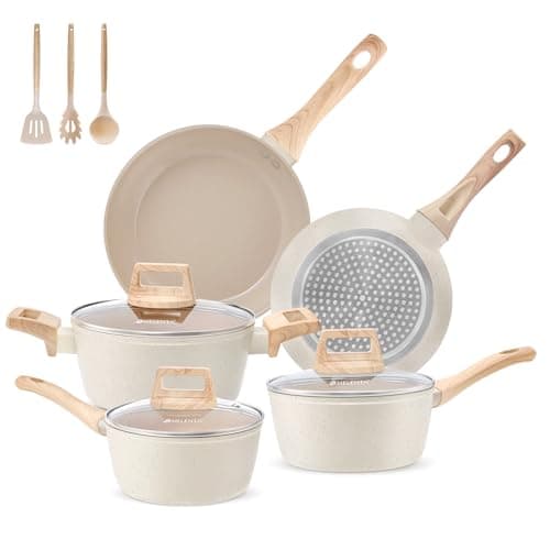 M MELENTA Pots and Pans Set Non Stick, Induction Hob Pan Set, Saucepan Set