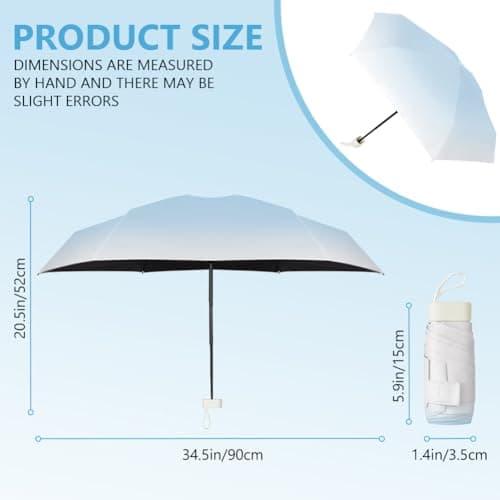 Aolso Mini Umbrella with UPF50+ Protection, 6 Ribs Windproof Strong Travel Umbrella,UV Umbrellas with Capsule Case,Compact Folding Umbrellas for Men Women-Gradient Blue — view 4