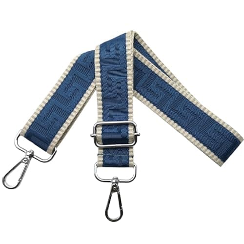 Shoulder Strap for Bag Adjustable Bag Straps Wide 3.8 cm with Silver Buckle, Handbags Straps Replacement for Women Crossbody Accessory, Khaki/Blue, K39