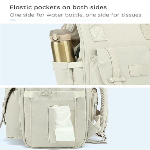 LUYYBDBG Diaper Bag Baby Nappy With 2pcs Stroller Hooks Mummy Backpack Waterproof Outdoor Travel Mommy Maternity For Stuff-light Grey — view 6