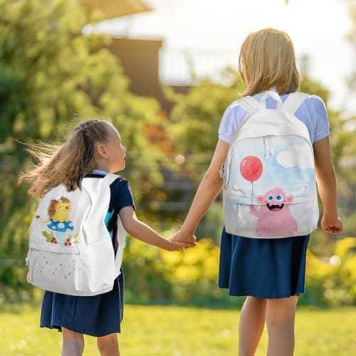 Zicac Unisex White Canvas Backpack DIY 15.6" Laptop Large Casual Rucksack — view 6