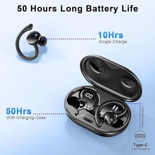 Wireless Earbuds Bluetooth 5.4 Sports Earphones with Earhooks for Running — view 5