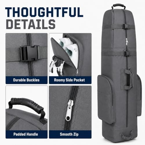 Golf Travel Bags with Wheels, 1200D Heavy Duty Oxford Wear-Resistant with Extra Storage Bag, Lightweight & Portable Golf Club Travel Cover for Airlines Easy Storage，Grey：Upgrade — view 5