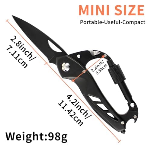 6 in 1 Multi Tool Locking Carabiner Camping Multitool, EDC Keyring with Bottle Opener, Window Beraker, Screwdriver, Camping Survival Gear for Men Birthday Father's Day Gifts, Pocket Tool for Outdoor — view 2