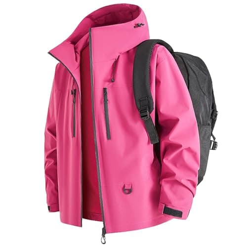 Lightweight Waterproof Jackets Women, Women's Waterproof Jackets Ladies Lightweight Windproof Packable Rain Jacket Raincoat Outdoor Windproof Running Golf Cycling Hiking Jacket with Hood 1-Hot Pink M — view 4