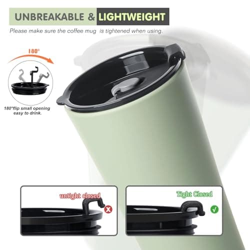 Greentainer Travel Mugs with Lids, Plastic Large Unbreakable Coffee Cups, 600ml Reusable to Go Camping Coffee Tumbler for Cold Water, Beer, Milk, Dishwasher & Microwave Safe, Set of 4 — view 5