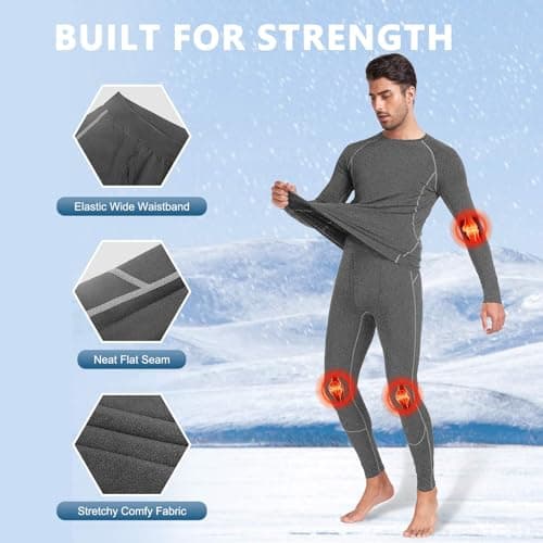 SIMIYA Thermal Underwear Mens, Quick Dry Base Layer for Men, Compression Mens Thermals Top and Bottoms, Winter Long Sleeve Long Johns for Workout Skiing Running Hiking — view 4