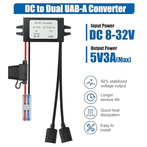 MZHOU 8V-32V Buck to 5V 3A 15W max Dual USB A Voltage Converter, DC 12V/24V to USB A Female Buck Module Power Transformers — view 2