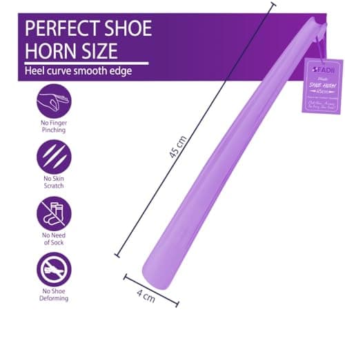 FADII Shoe Horn Long Handled 45cm+22cm Long Shoe Horn-Plastic Shoehorn For Men, Women With Comfort Grip Long Shoe Horns-Flexible Extra Long Shoe Horn For Elderly- Pack of 2 Shoe Spoon — view 4