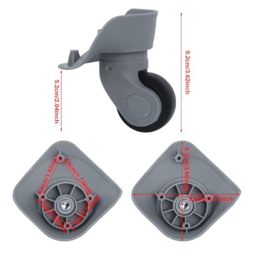 1 Pair Grey 91x97x49mm DIY Luggage Swivel Wheel Replacement Left&Right W041 — view 4