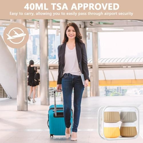 HOTUT Travel Containers for Toiletries, 4 Pcs Silicone Cream Jars with Clear Bag and Spatulas Tool, 40ml BPA Free Leak-proof Travel Essentials Accessories with Lid for Cosmetic Face Body Hand Cream — view 5