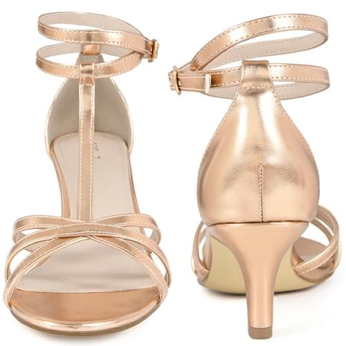Perphy Open Toe Strappy Kitten Heel Sandals for Women Rose Gold 5 UK/Label Size 7 US — view 4