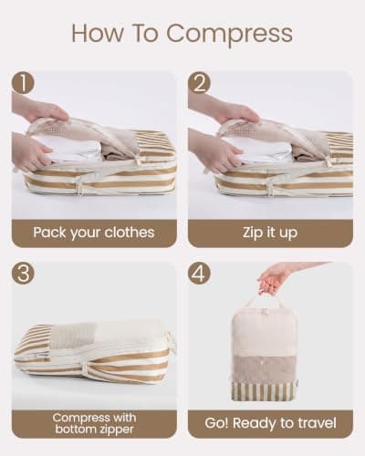 Meowoo 7 Set Compression Packing Cubes for Suitcases, Stripe Design — view 6