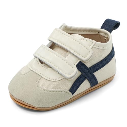 MASOCIO Baby Shoes Boys Girls First Walking Toddler Trainers Pre Walkers Prewalker Soft Sole Size 4 UK Child Infant 12-18 Months Beige