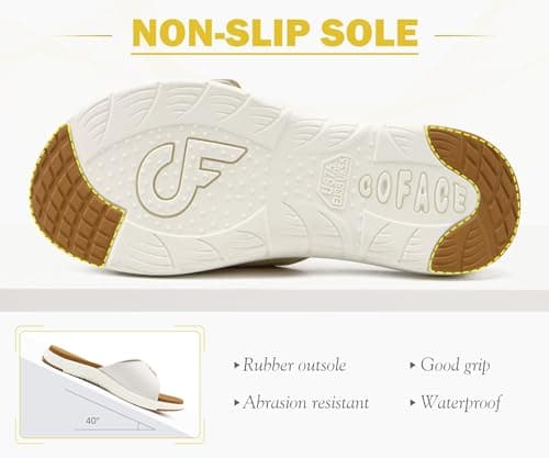 COFACE Womens Orthotic Slides Yoga Mat Arch Support Sandals White Khaki 7 — view 6