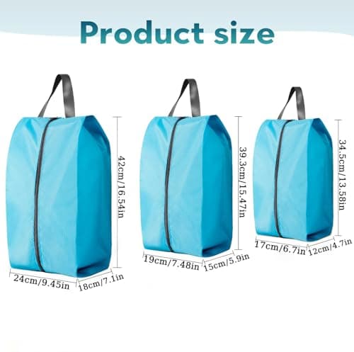 CJWLKJ 6Pcs Multi-Size Travel Shoe Bags Portable Travel Gifts Shoe Organizer with Zipper Closure, Waterproof Nylon Shoe Storage Organizer with Handle Travel Bags for Men and Women, Blue — view 2