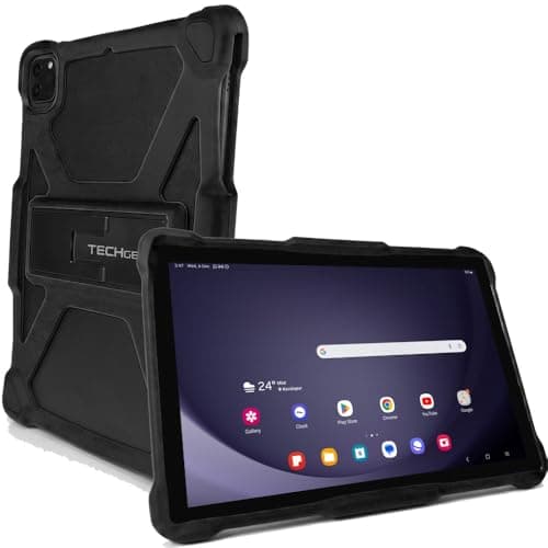 Universal Tablet Case 10 Inch - Rugged Adjustable Bumper Cover with Stand for 9.7-11" Tablets, Shockproof Protective Case Compatible with Lenovo, Xiaomi Redmi Pad, Honor, Android Tablets (Black)
