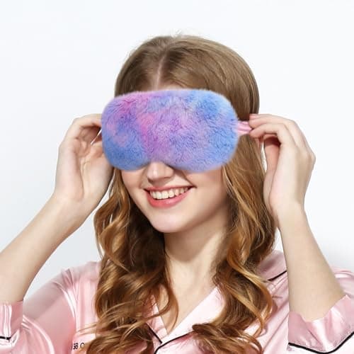 EUPSIIU 6 Pieces Kids Eye Masks for Sleeping, Plush Sleep Mask, Soft Furry Children Eye Covers for Women Girls, Blindfold Elastic Eye Shade for Adults Kids Travel Nap Sleeping Overnight Party (6PCS) — view 4