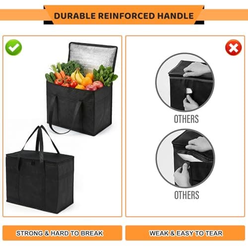 Cool Bag 2Pack - 30L Cooler Bags for Frozen & Hot Food Delivery, Insulated Shopping Bag Foldable Thermal Bags for Camping Picnic Outdoor BBQ — view 5