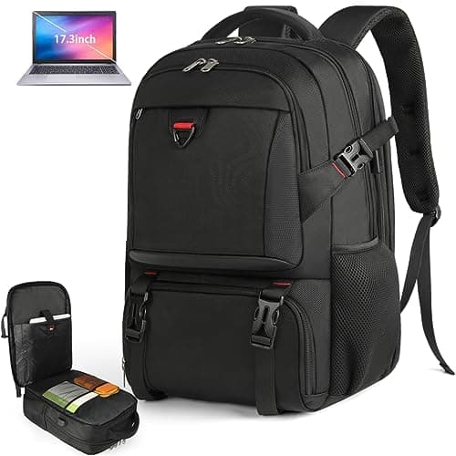 NEWHEY Laptop Backpack 17.3 Inch with Insulated Lunch Compartment and USB Port Waterproof Cooler Bag TSA Friendly Travel Picnic Backpack for Men Women Business Work School Black