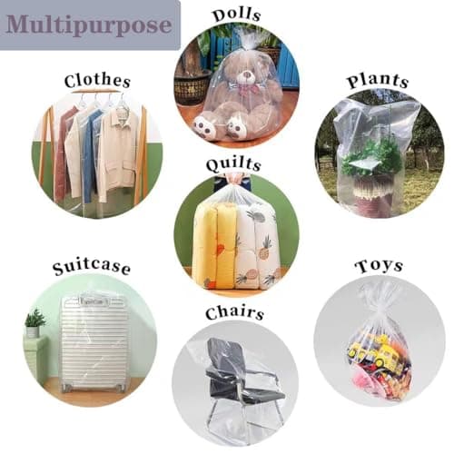Generic Extra Large Clear Plastic Storage Bags 4Pcs 40x60In 100x152CM Heavy Duty Reusable Jumbo Bags for Moving Storage Furniture Luggage Home UK — view 5