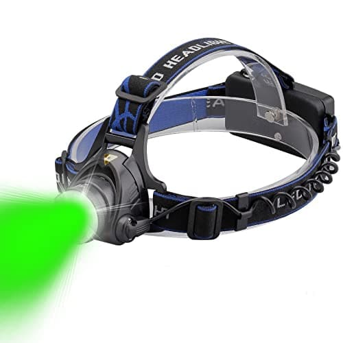 GRACETOP Green Light Head Torch, Green LED Headlamp with Green Light Headlight High Lumens & Zoomable 3 Modes USB Rechargeable Head Torch Green for Night Vision Camping Hiking Fishing