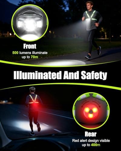 Babacom Running Lights for Runners, 500LM Chest Light with Rear Light — view 2